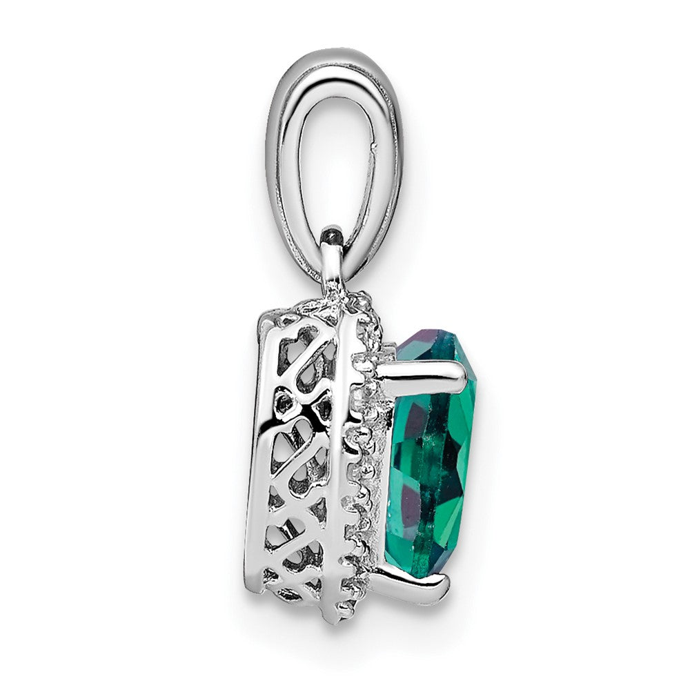Sterling Silber Anhänger mit synthetischem Alexandrit und echten Diamanten