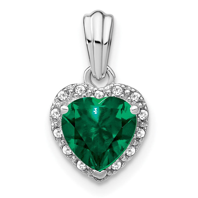 Sterling Silber Anhänger mit synthetischem Smaragd und echtem Diamant