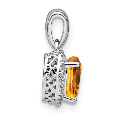 Sterling Silber Anhänger mit Citrin und echten Diamanten