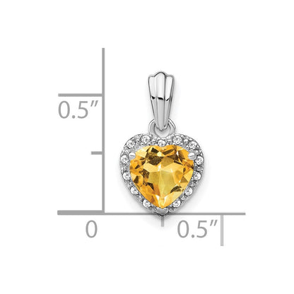 Sterling Silber Anhänger mit Citrin und echten Diamanten