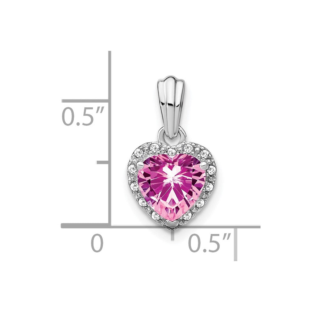 Sterling-Silber-Anhänger mit synthetischem Rosa-Saphir und echtem Diamant