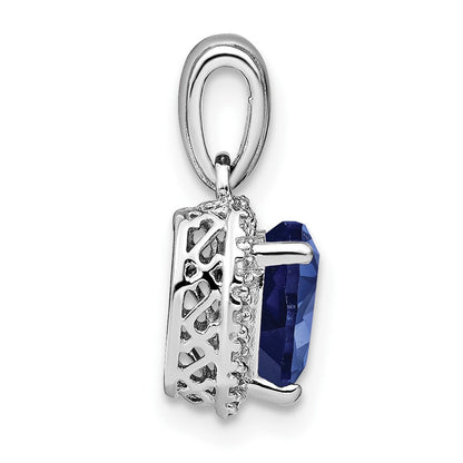 Sterling-Silber-Anhänger mit synthetischem Saphir und echtem Diamant