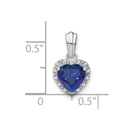 Sterling-Silber-Anhänger mit synthetischem Saphir und echtem Diamant