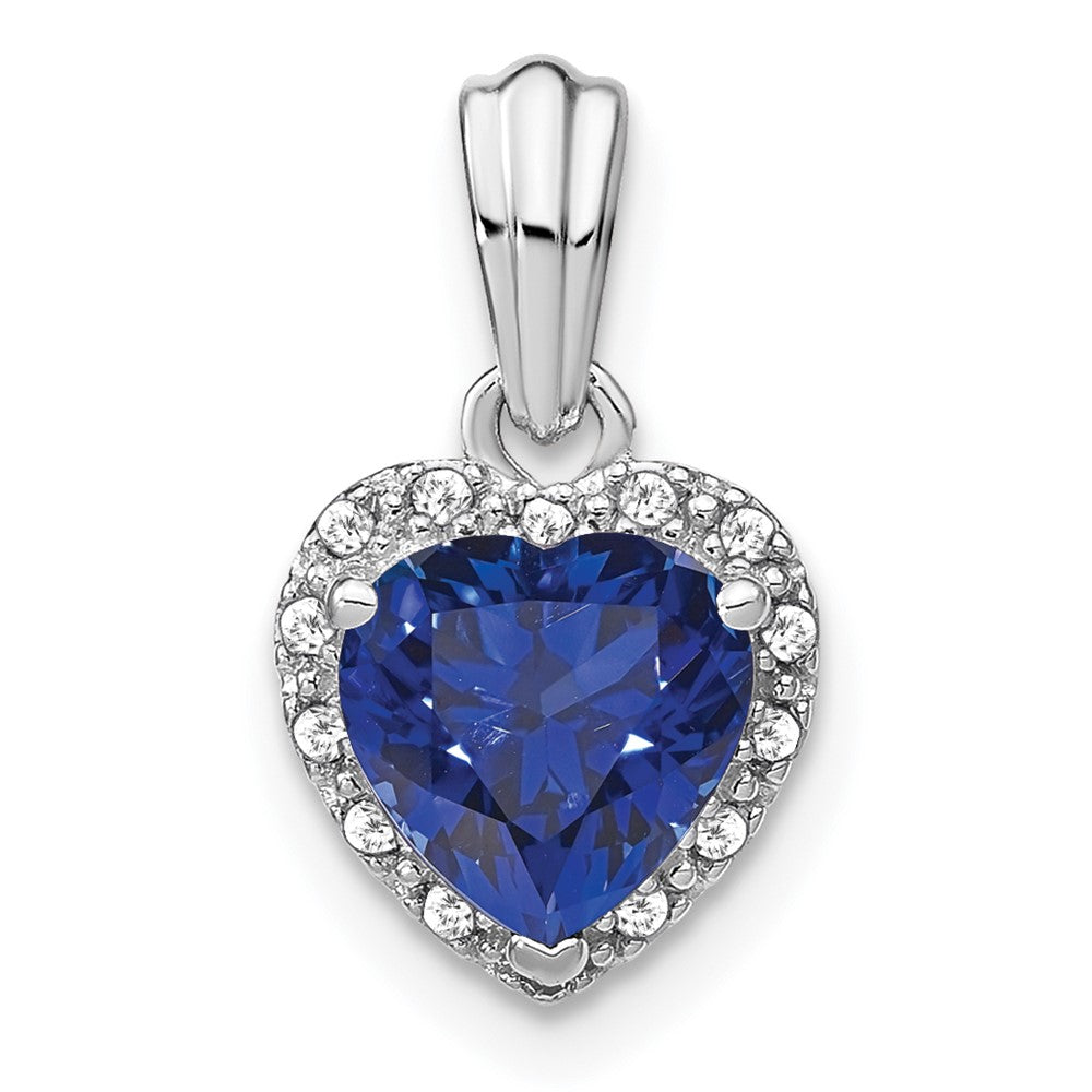 Sterling-Silber-Anhänger mit synthetischem Saphir und echtem Diamant