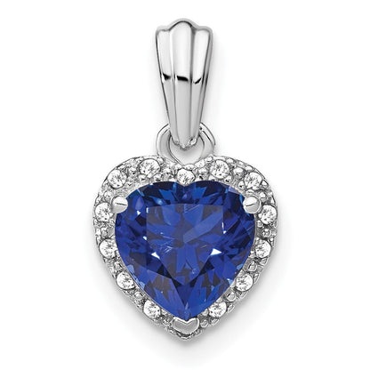Sterling-Silber-Anhänger mit synthetischem Saphir und echtem Diamant