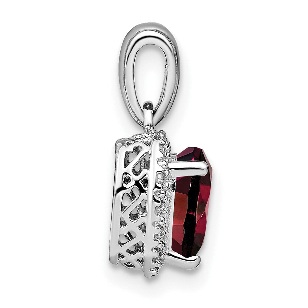 Anhänger aus Sterlingsilber mit Granat und echtem Diamant