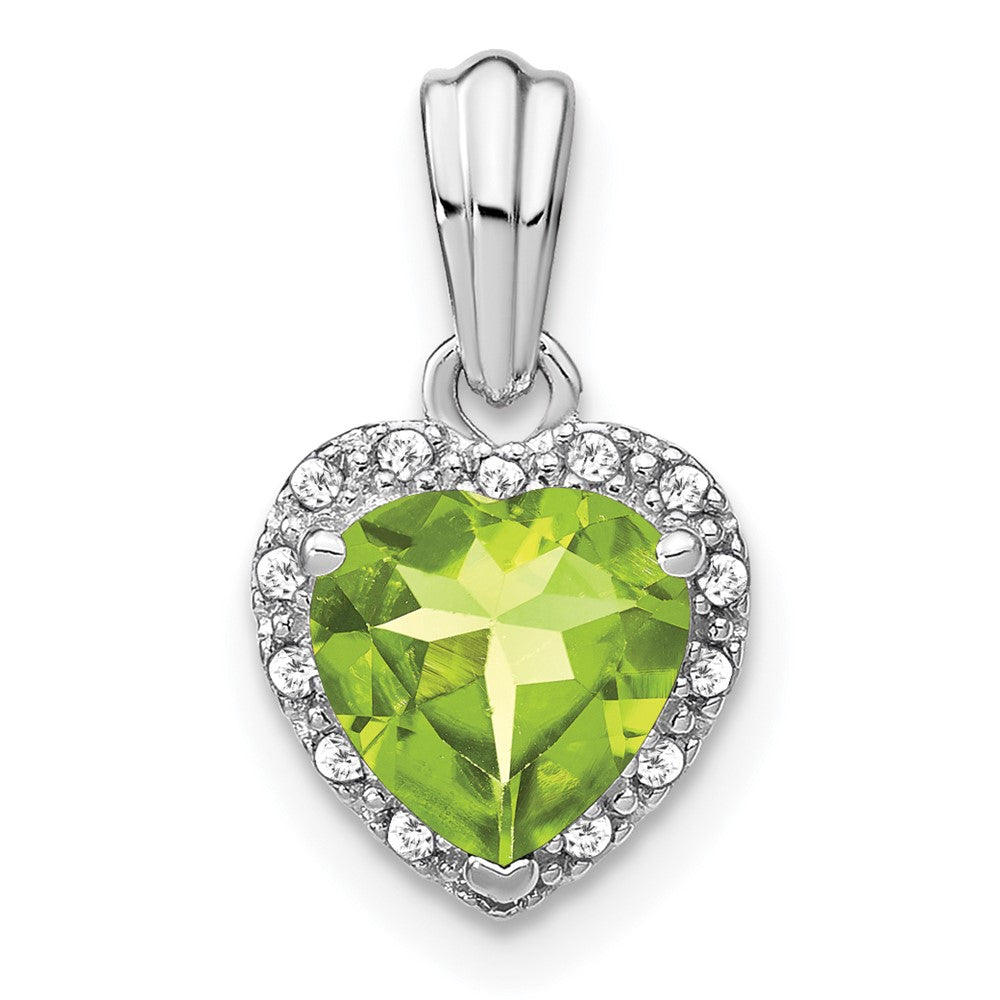 Sterling Silber Peridot- und Echtdiamant-Anhänger