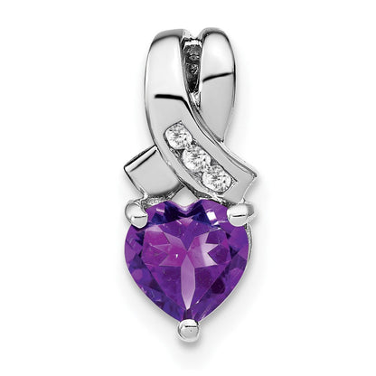 Sterling Silber Anhänger mit Amethyst und echtem Diamant