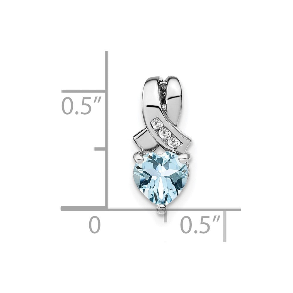 Sterling-Silber-Anhänger mit Aquamarin und echtem Diamant