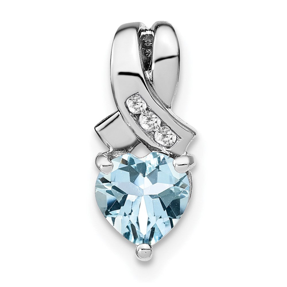 Sterling-Silber-Anhänger mit Aquamarin und echtem Diamant