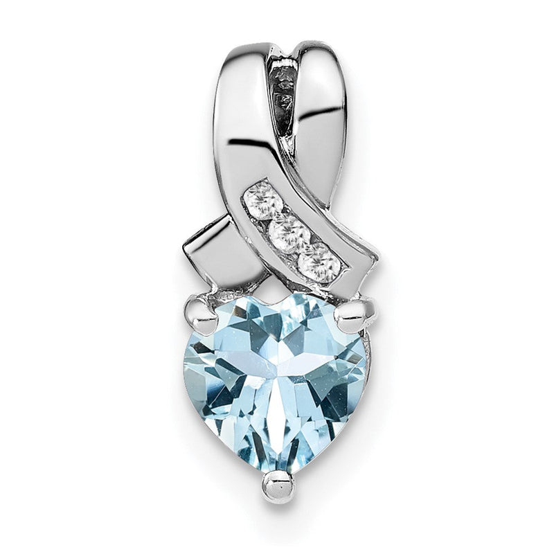 Sterling-Silber-Anhänger mit Aquamarin und echtem Diamant