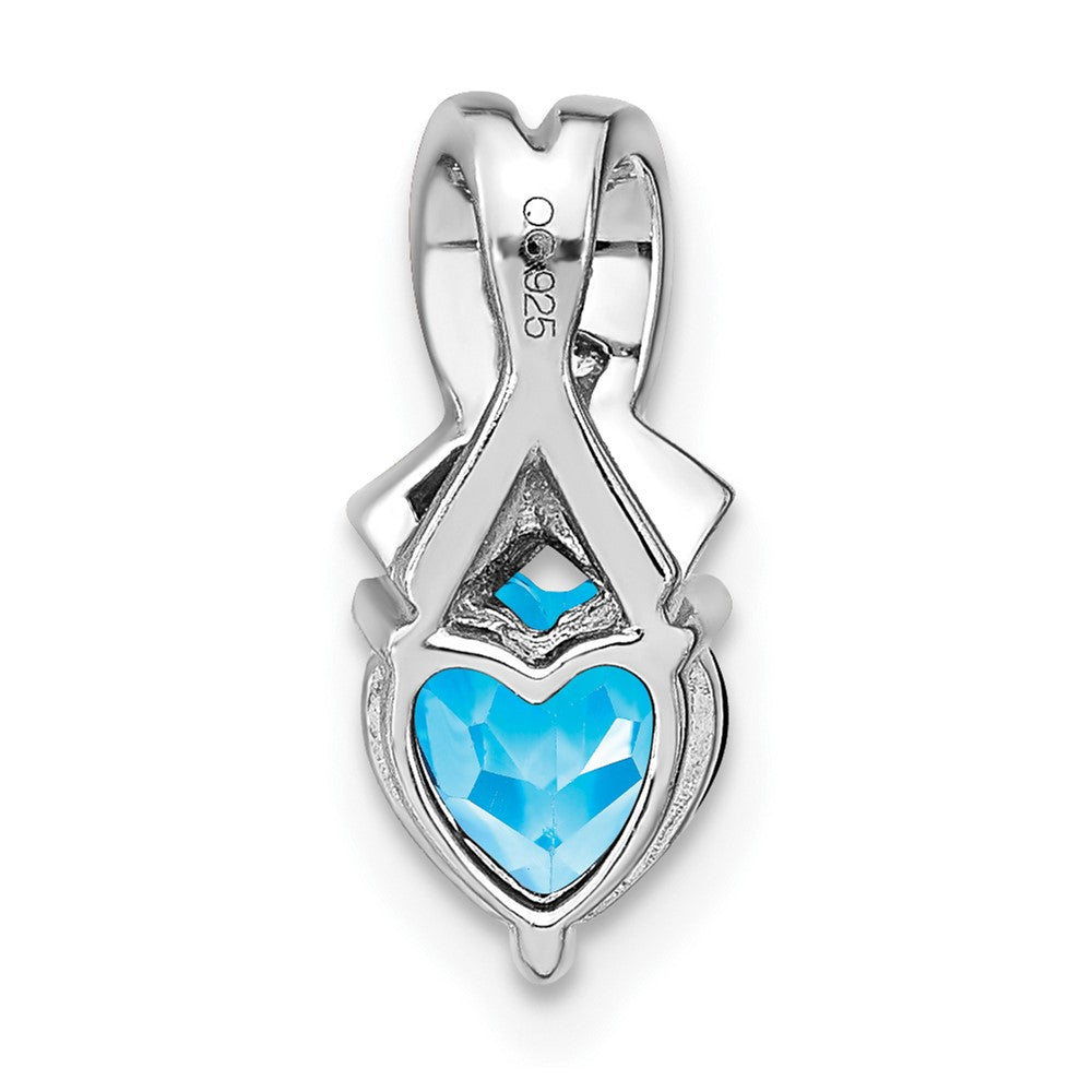 Sterling Silber Blautopas- und Echt-Diamant-Anhänger