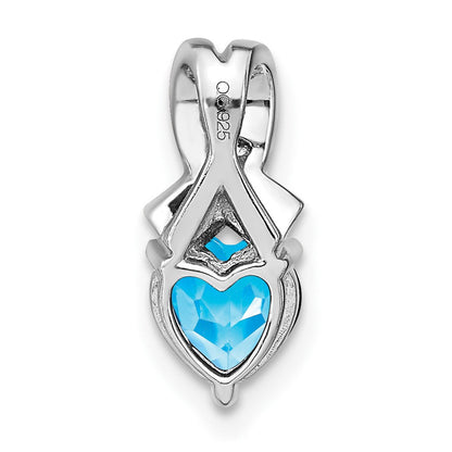 Sterling Silber Blautopas- und Echt-Diamant-Anhänger