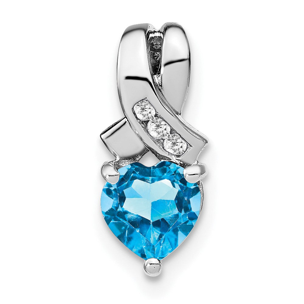 Sterling Silber Blautopas- und Echt-Diamant-Anhänger