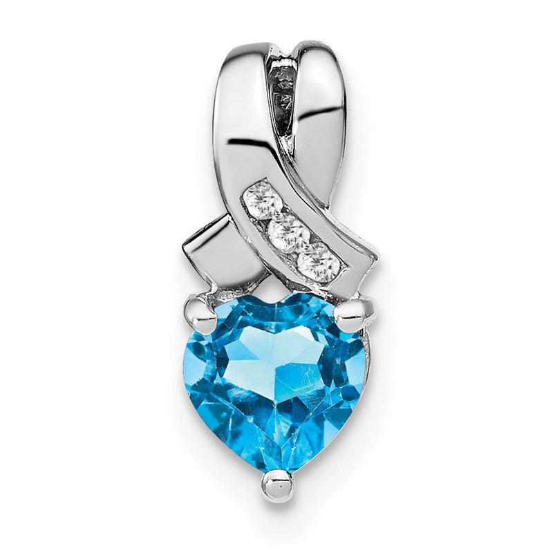Sterling Silber Blautopas- und Echt-Diamant-Anhänger