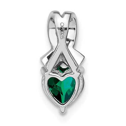 Sterling Silber Anhänger mit künstlichem Smaragd und echtem Diamant