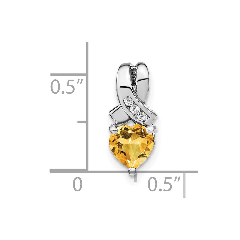 Anhänger aus Sterlingsilber mit Citrin und echtem Diamant