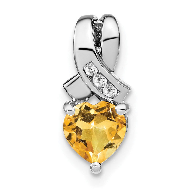 Anhänger aus Sterlingsilber mit Citrin und echtem Diamant