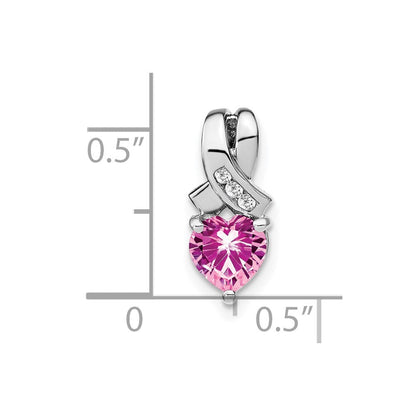 Sterling Silber Anhänger mit synthetischem Rosa Saphir und echtem Diamant