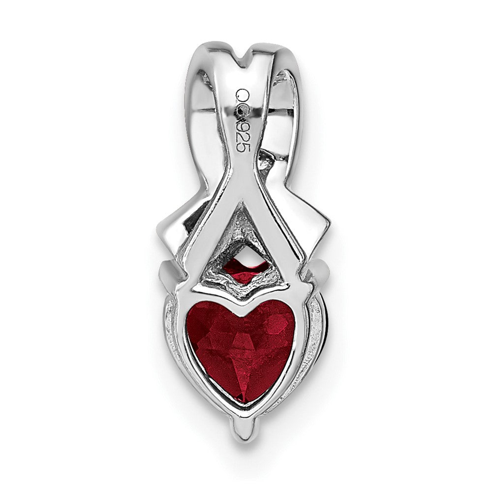 Sterling Silber Anhänger mit synthetischem Rubin und echtem Diamant