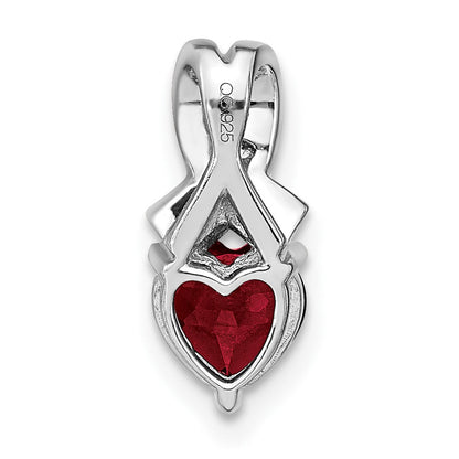 Sterling Silber Anhänger mit synthetischem Rubin und echtem Diamant