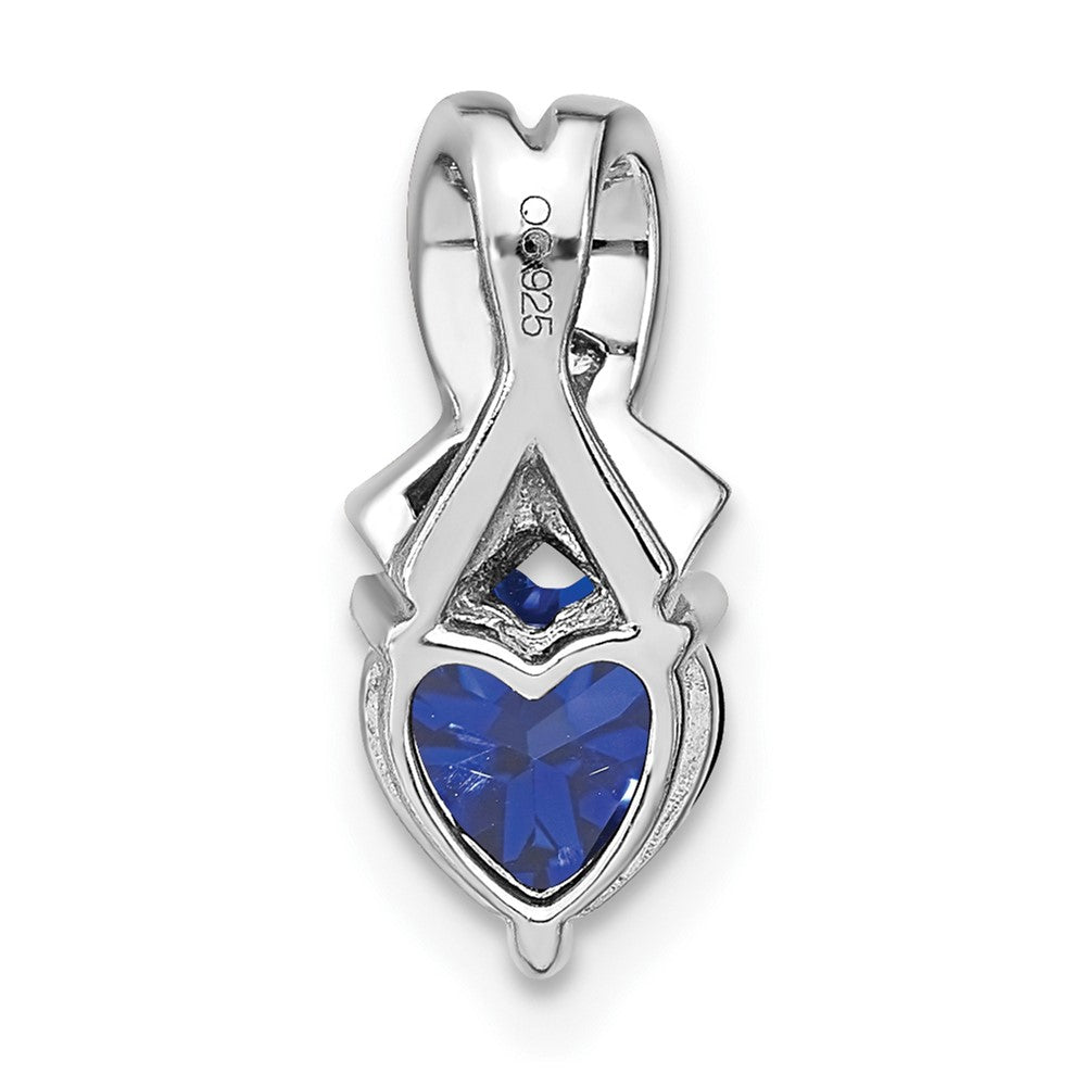 Sterling Silber Anhänger mit synthetischem Saphir und echtem Diamant