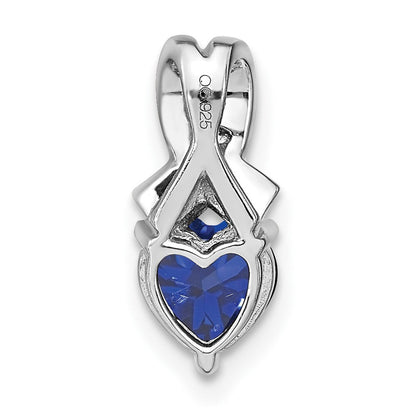 Sterling Silber Anhänger mit synthetischem Saphir und echtem Diamant