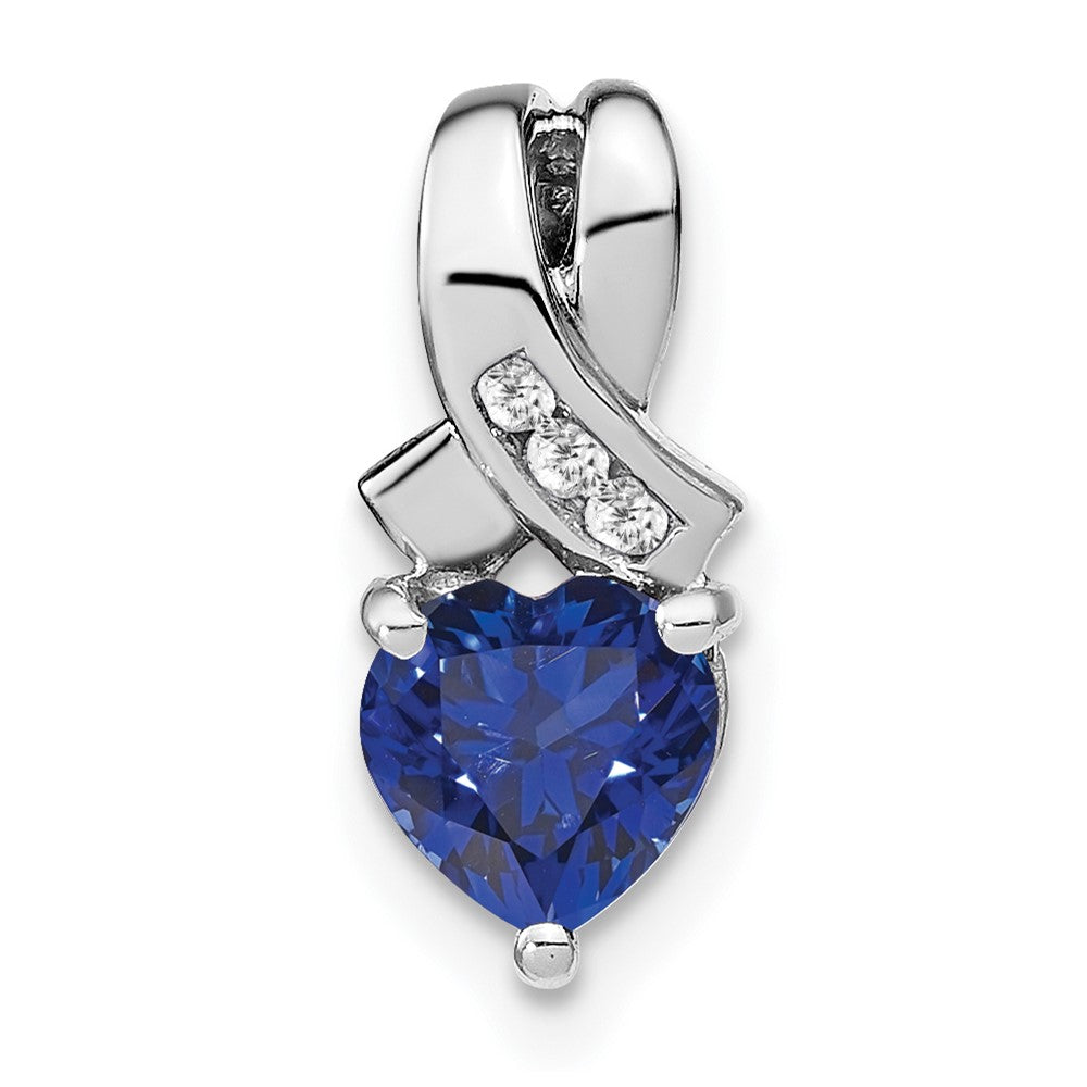 Sterling Silber Anhänger mit synthetischem Saphir und echtem Diamant