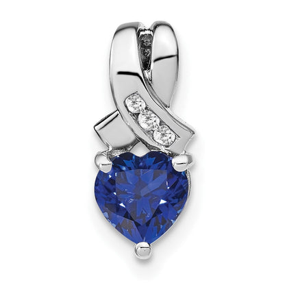 Sterling Silber Anhänger mit synthetischem Saphir und echtem Diamant