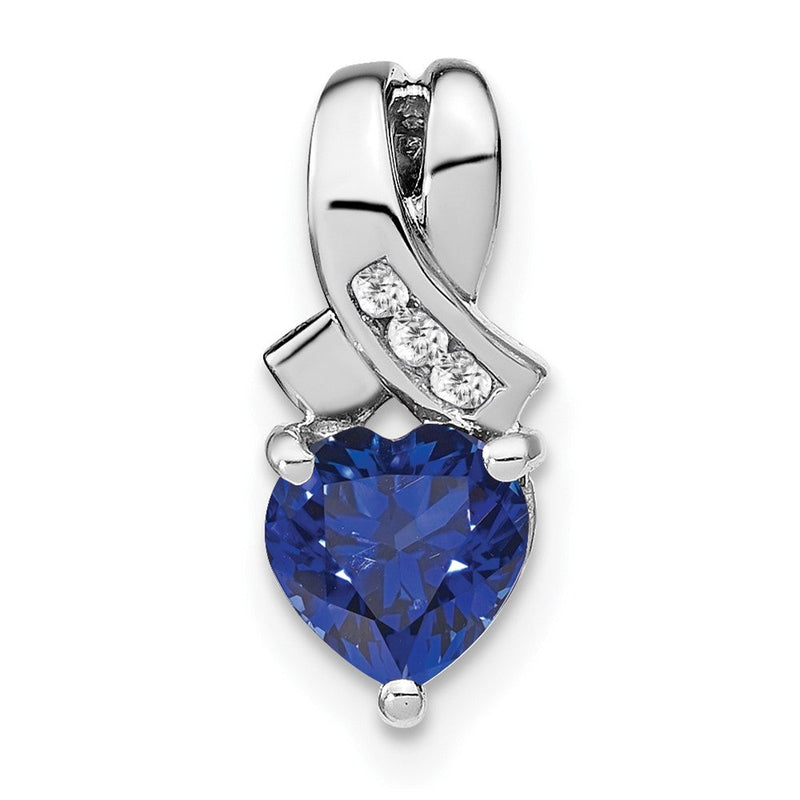 Sterling Silber Anhänger mit synthetischem Saphir und echtem Diamant