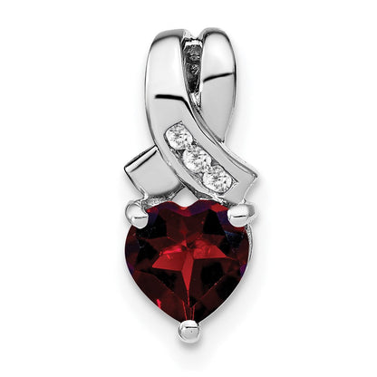Sterling-Silber-Anhänger mit Granat und echten Diamanten