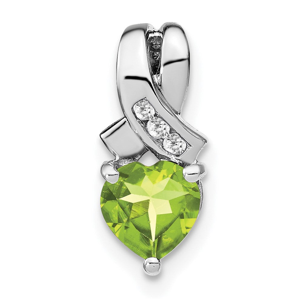 Sterling Silber Anhänger mit Peridot und echtem Diamant