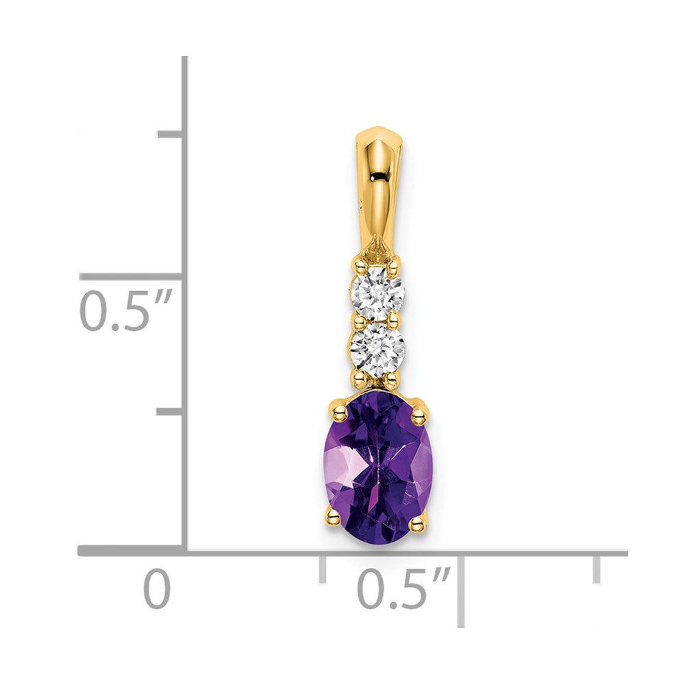 14K Gelbgold Oval Amethyst und Diamant Anhänger