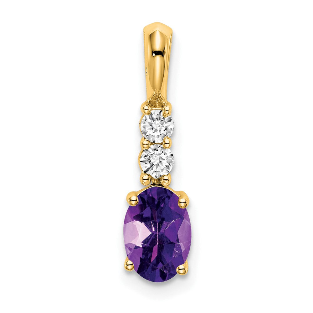14K Gelbgold Oval Amethyst und Diamant Anhänger