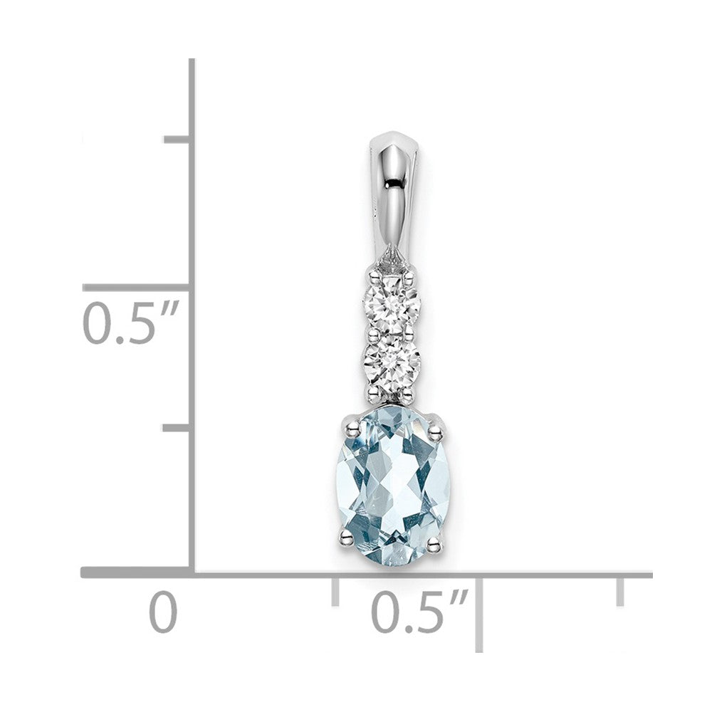 14K Weißgold Anhänger mit ovalem Aquamarin und echten Diamanten