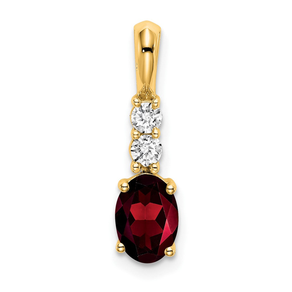 14K Gelbgold Oval Granat und Diamant Anhänger