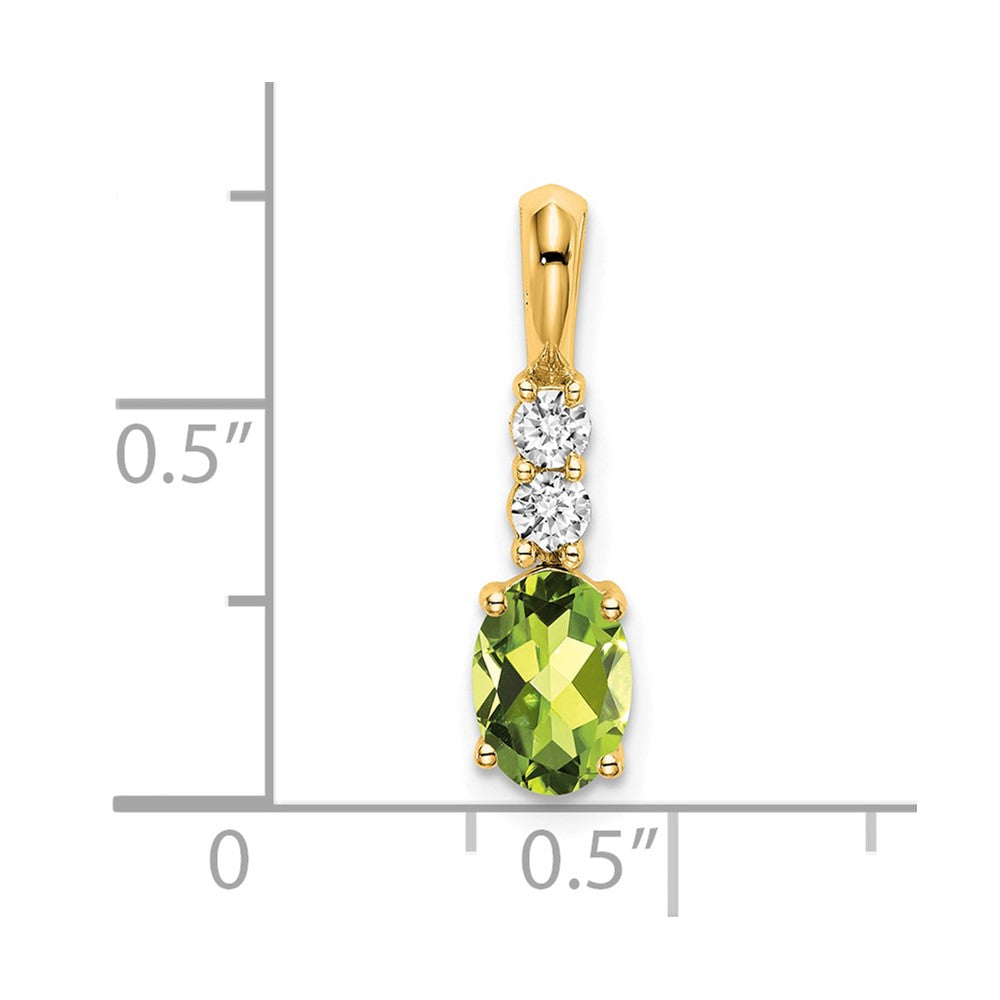 14K Gelbgold Oval Peridot und Diamant Anhänger