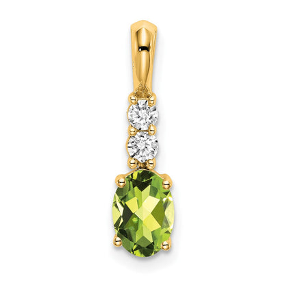14K Gelbgold Oval Peridot und Diamant Anhänger