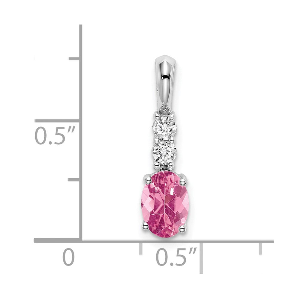 14K Weißgold 14K Weißgold Oval Rosa Turmalin und Diamant Anhänger