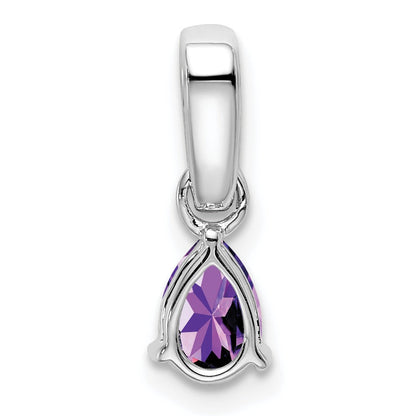 10K Weißgold Tropfen Amethyst und Diamant Anhänger