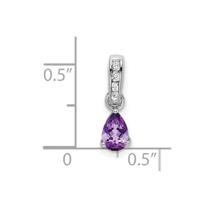 10K Weißgold Tropfen Amethyst und Diamant Anhänger