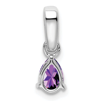 14K Weißgold Tropfen Amethyst und Diamant Anhänger
