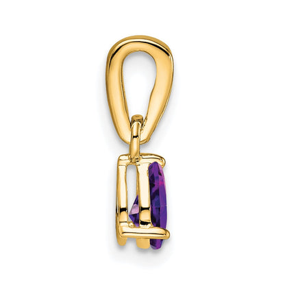 14K Gelbgold Tropfen Amethyst und Diamant Anhänger