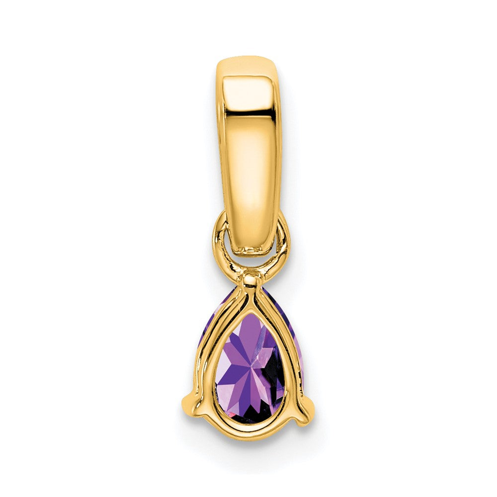 14K Gelbgold Tropfen Amethyst und Diamant Anhänger