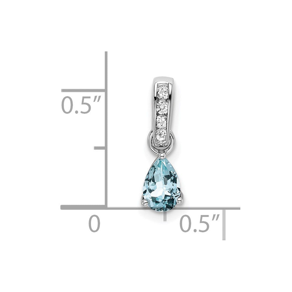 14K Weißgold Tropfen Aquamarin und Diamant Anhänger