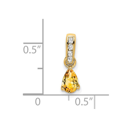 10K Gelbgold Tropfen Citrin und Diamant Anhänger
