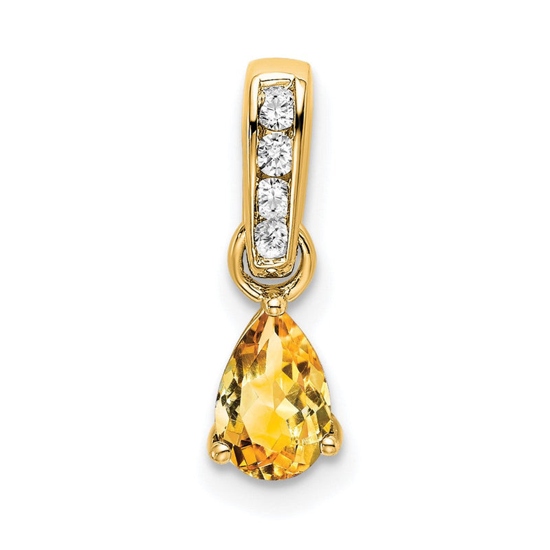 10K Gelbgold Tropfen Citrin und Diamant Anhänger