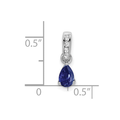 14K Weißgold Anhänger mit 0,05 ct. laborgezüchtetem Diamant VS/SI+ G+ und laborgezüchtetem Blauem Saphir