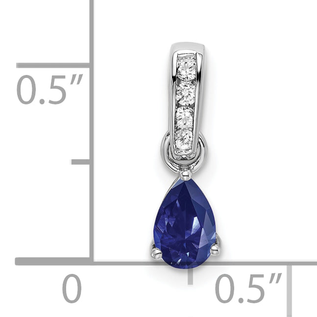 10K Weißgold Tropfen Erzeugt Saphir und Diamant Anhänger