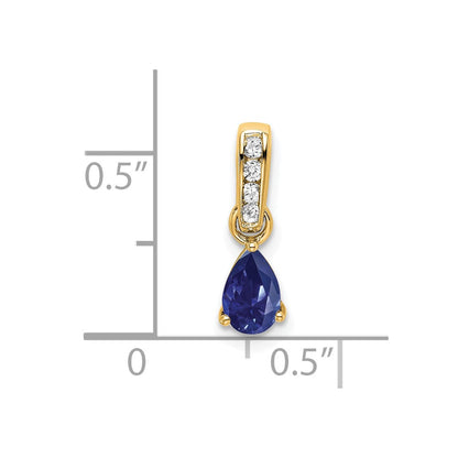 10K Gelbgold Tropfen Erzeugt Saphir und Diamant Anhänger